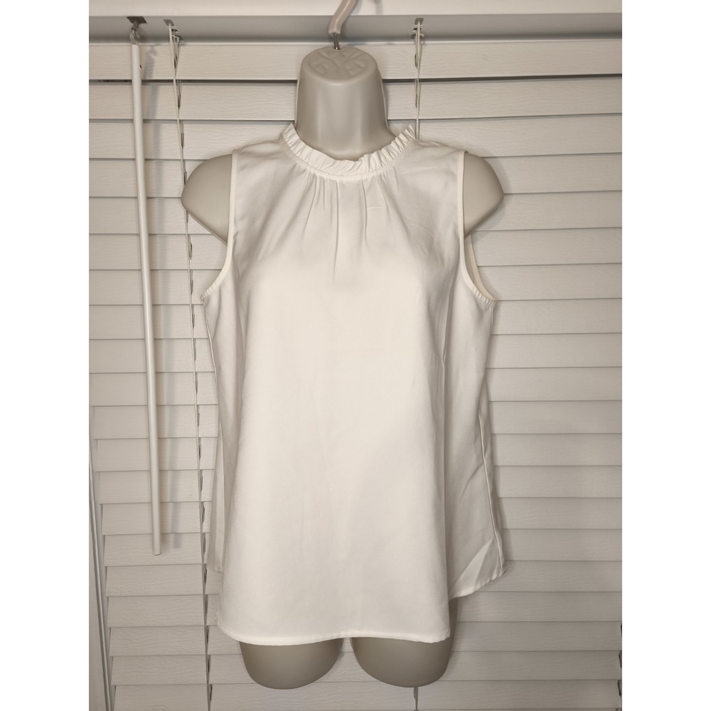 J Crew Women's Sleeveless‎ Ruffle Office Blouse XSmall Preppy Cottage Brand New